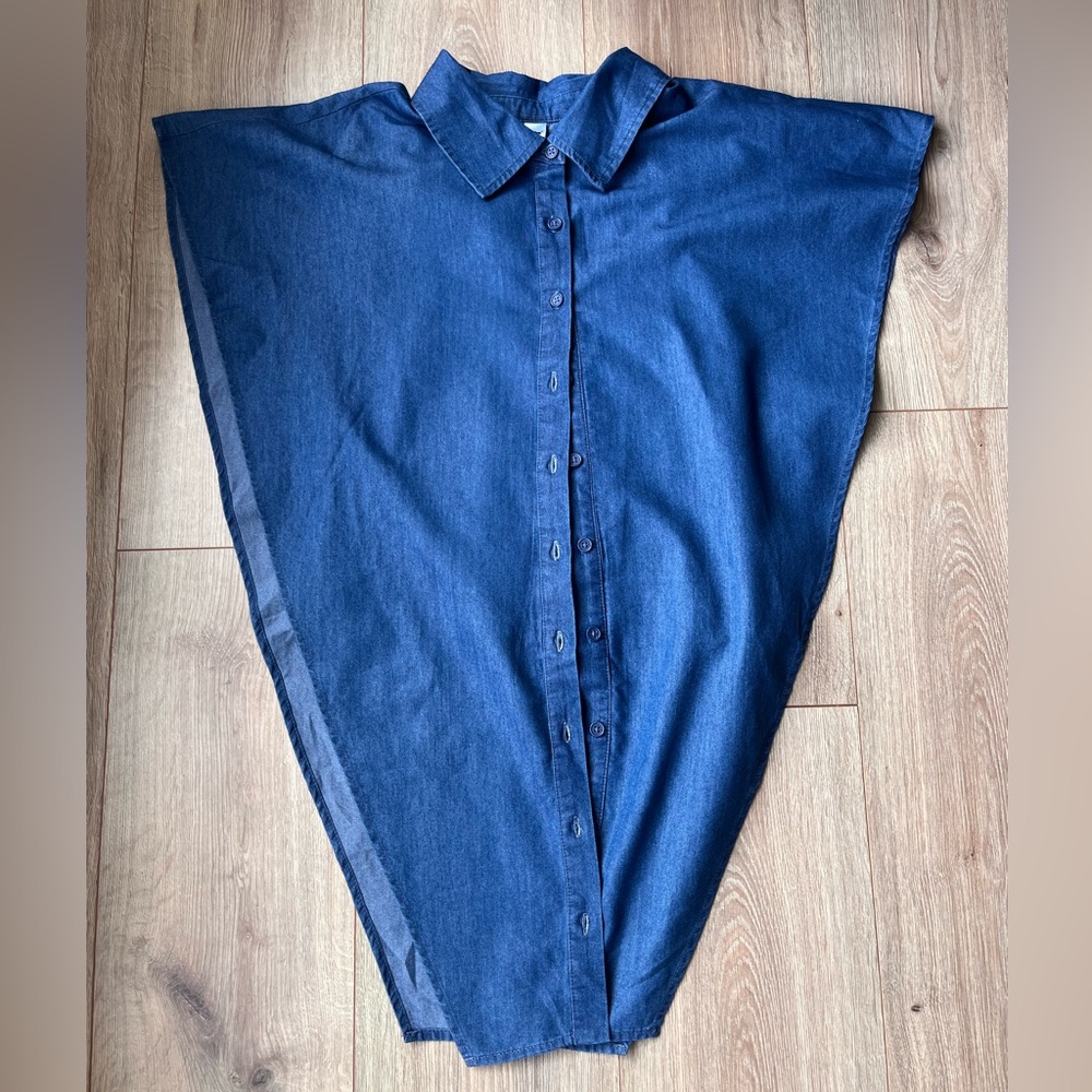 Faux Denim Blue Button up top size 1X Classic Western Festival Rodeo